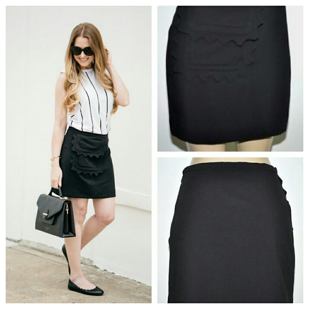 ~L,~Victoria Beckham Skirt Scallop Trimm Pocket